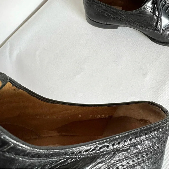Moreschi Size 9 Black Peccary Calf Leather Brogues Oxford Shoes Made in Italy - Picture 12 of 12